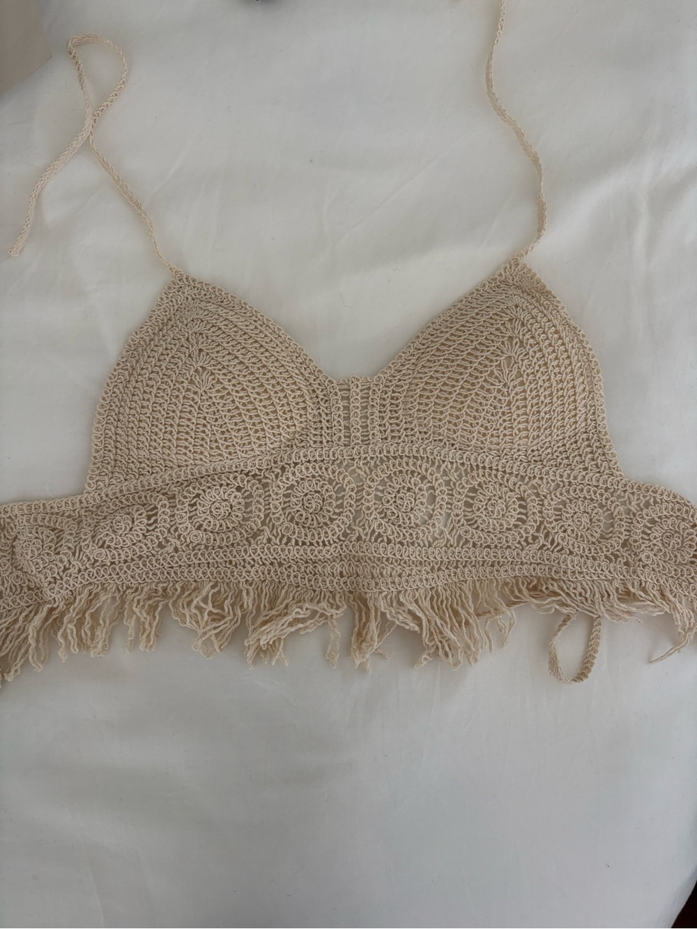 Beige Crochet Bralette Top - Women